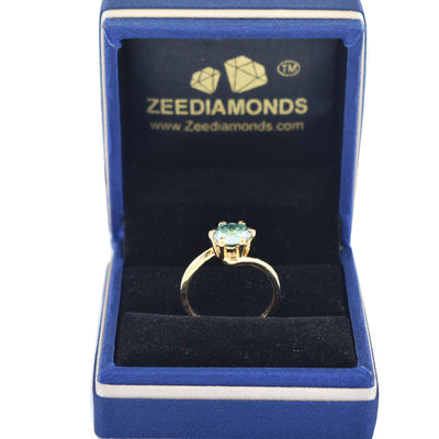 Certified 1.40 Ct Amazing Blue Diamond Solitaire Ring in 925 Silver, Excellent Cut & Great Sparkle! Gift For Wedding/Birthday - ZeeDiamonds