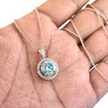 3.50 Carat Beautiful Blue Diamond Pendant with White Accents, Great Brilliance & Luster, Gift for Anniversary/Birthday! Certified Diamond! - ZeeDiamonds