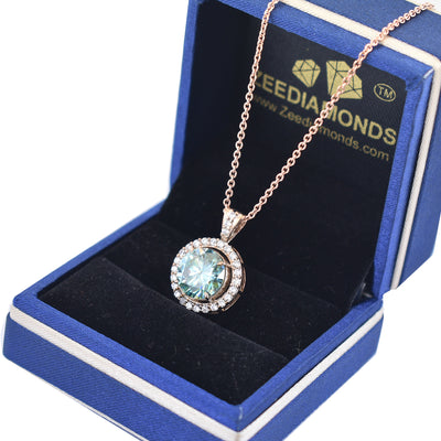 3.50 Carat Beautiful Blue Diamond Pendant with White Accents, Great Brilliance & Luster, Gift for Anniversary/Birthday! Certified Diamond! - ZeeDiamonds