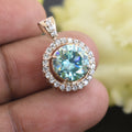3.50 Carat Beautiful Blue Diamond Pendant with White Accents, Great Brilliance & Luster, Gift for Anniversary/Birthday! Certified Diamond! - ZeeDiamonds