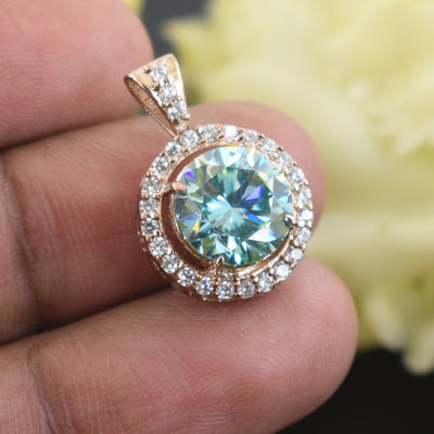 3.50 Carat Beautiful Blue Diamond Pendant with White Accents, Great Brilliance & Luster, Gift for Anniversary/Birthday! Certified Diamond! - ZeeDiamonds