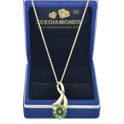 Certified 2.90 Ct Blue Diamond Pendant in 925 Silver with Yellow Finish, Elegant Look & Great Sparkle! Gift For Birthday/Wedding! - ZeeDiamonds