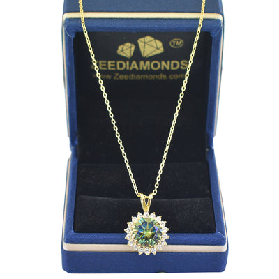 3.50 Carat Amazing Blue Diamond Pendant in 925 Silver with Accents, Great Shine & Luster, Gift for Anniversary/Birthday! Certified Diamond! - ZeeDiamonds