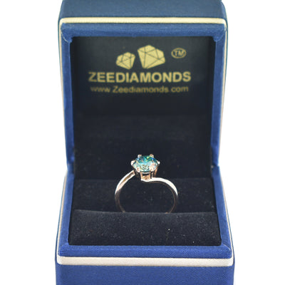 Certified 1.50 Ct Elegant Blue Diamond Ring in 925 Silver, Great Brilliance & Shine! Gift For Wedding/Birthday - ZeeDiamonds