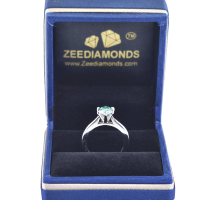 Certified 1.05 Carat Elegant Blue Diamond Ring in 925 Silver, Great Shine & Stunning Look! Gift For Wedding/Birthday - ZeeDiamonds