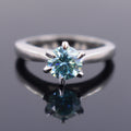 Stunning Blue Diamond Solitaire Ring in 925 Silver with Prongs, Great Shine & Luster! Gift For Wedding/Birthday, Certified 1.10 Carat - ZeeDiamonds