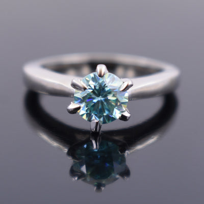 Stunning Blue Diamond Solitaire Ring in 925 Silver with Prongs, Great Shine & Luster! Gift For Wedding/Birthday, Certified 1.10 Carat - ZeeDiamonds