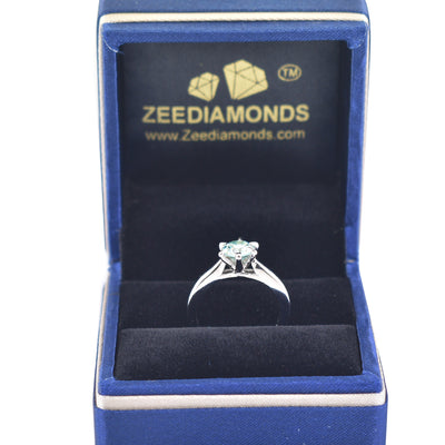 Stunning Blue Diamond Solitaire Ring in 925 Silver with Prongs, Great Shine & Luster! Gift For Wedding/Birthday, Certified 1.10 Carat - ZeeDiamonds