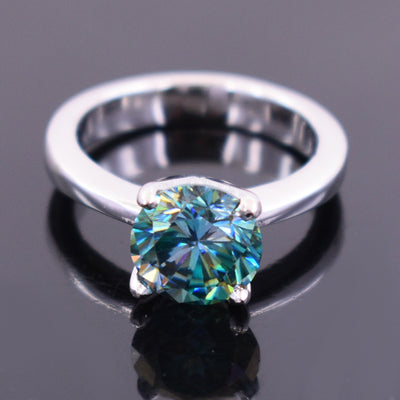 Certified 2.80 Carat Blue Diamond Solitaire Ring in 925 Silver, Great Shine & Luster! Gift For Wedding/Birthday - ZeeDiamonds