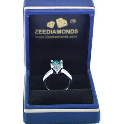 Certified 2.80 Carat Blue Diamond Solitaire Ring in 925 Silver, Great Shine & Luster! Gift For Wedding/Birthday - ZeeDiamonds