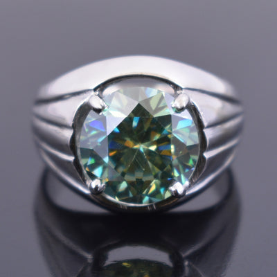 4.40 Carat Blue Diamond Solitaire Men's Ring in 925 Silver, Elegant Look & Great Sparkle! Certified Diamond, Gift For Wedding/Birthday - ZeeDiamonds