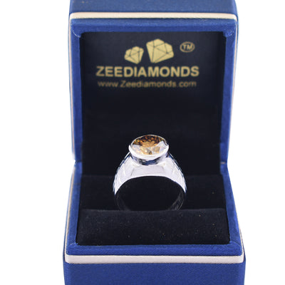 3.20 Ct Champagne Diamond Solitaire Ring in 925 Silver with Bezel Setting, Beautiful Shine & Great Luster, Ideal For Gift - ZeeDiamonds