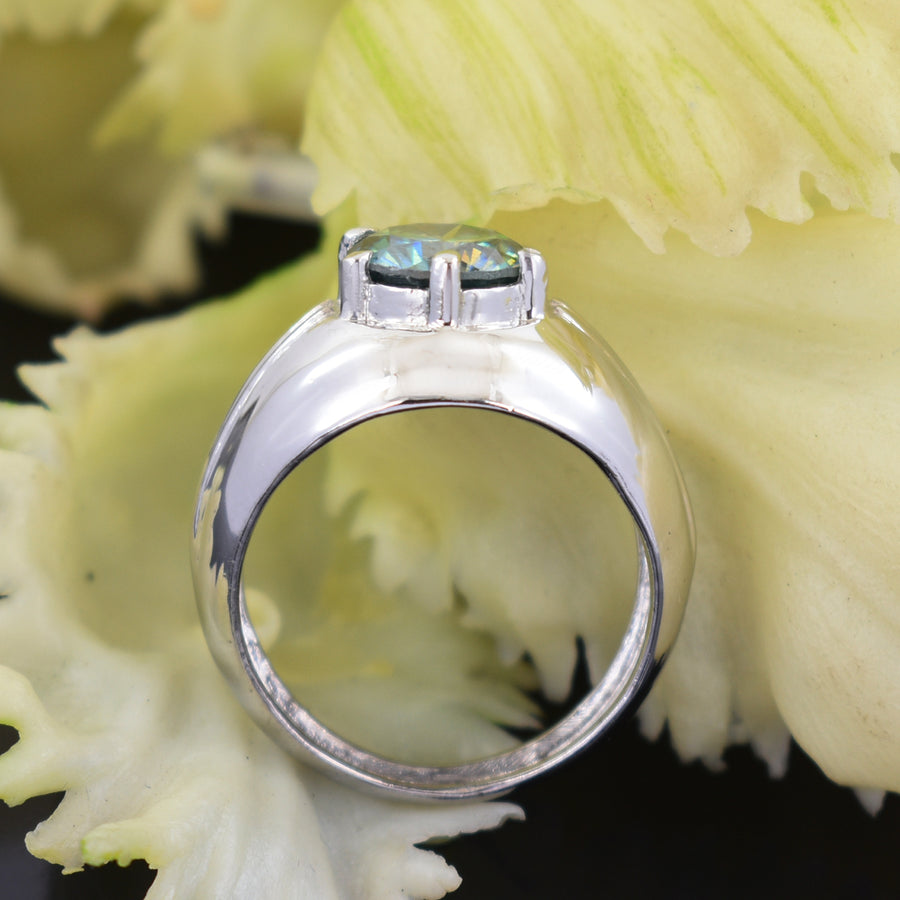 Stunning Blue Diamond Solitaire Men's Ring in 925 Silver, Great Sparkle & Luster! 3 Carat Certified Diamond, Gift For Wedding/Birthday - ZeeDiamonds