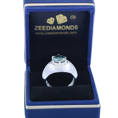 Stunning Blue Diamond Solitaire Men's Ring in 925 Silver, Great Sparkle & Luster! 3 Carat Certified Diamond, Gift For Wedding/Birthday - ZeeDiamonds