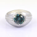 Stunning Blue Diamond Solitaire Men's Ring in 925 Silver, Great Sparkle & Luster! 3 Carat Certified Diamond, Gift For Wedding/Birthday - ZeeDiamonds