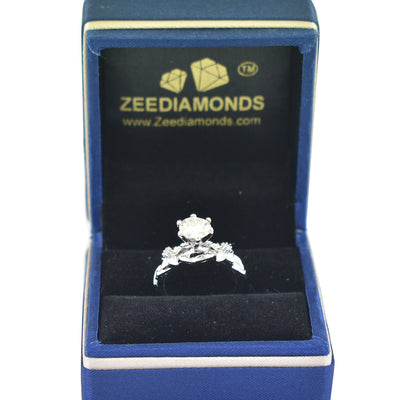 Gorgeous 1.50 Ct Off White Diamond Women's Ring with Accents, New Collection & Great Sparkle ! Ideal For Birthday Gift, Certified Diamond! - ZeeDiamonds