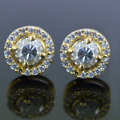 Amazing 1.40 Carat Off White Diamond Stud Earrings With Accents in 925 Silver! Great Sparkle & Elegant Look! Gift For Birthday/Anniversary! - ZeeDiamonds