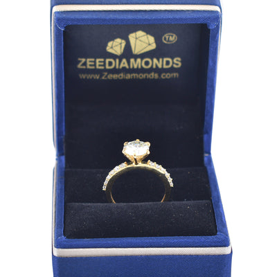 2.05 Ct Beautiful Off White Diamond Women's Ring with Accents, New Collection & Great Sparkle ! Ideal For Birthday Gift, Certified Diamond! - ZeeDiamonds