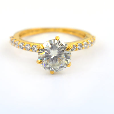 2.05 Ct Beautiful Off White Diamond Women's Ring with Accents, New Collection & Great Sparkle ! Ideal For Birthday Gift, Certified Diamond! - ZeeDiamonds