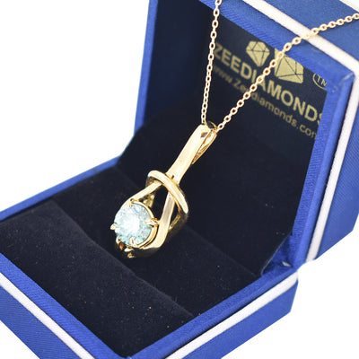 Certified 2.15 Carat Stunning Blue Diamond Solitaire Pendant in 925 Silver, Stunning Look & Great Shine ! Gift For Birthday/Wedding! - ZeeDiamonds