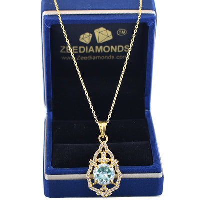 Gorgeous Blue Diamond Pendant in 925 Silver with Accents, Latest Design & Shine! 3.25 Carat Certified, Gift for Anniversary/Birthday! - ZeeDiamonds