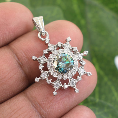 1.50 Ct Designer Blue Diamond Pendant in 925 Silver with Accents, Elegant Shine & Luster! Gift for Anniversary/Birthday! Certified Diamond! - ZeeDiamonds