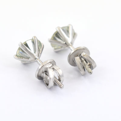 2.20 Ct Beautiful Off White Diamond Stud Earrings With Accents in 925 Silver! Great Shine & Elegant Look! Gift For Birthday/Anniversary! - ZeeDiamonds