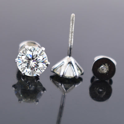 2.20 Ct Beautiful Off White Diamond Stud Earrings With Accents in 925 Silver! Great Shine & Elegant Look! Gift For Birthday/Anniversary! - ZeeDiamonds