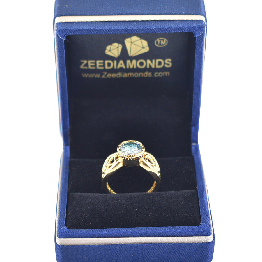 Beautiful Blue Diamond Solitaire Ring in 925 Silver, New Style & Great Sparkle! Gift For Wedding/Birthday, Certified 2.50 Ct - ZeeDiamonds