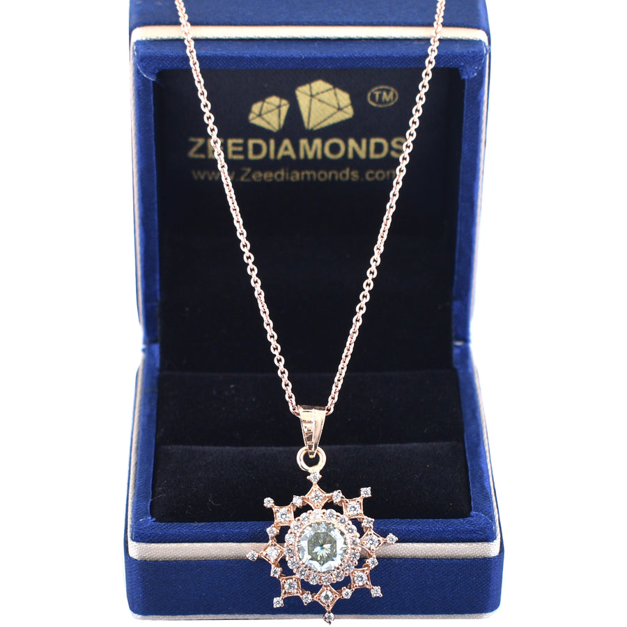 Amazing Blue Diamond Pendant in 925 Silver with Accents, New Design & Great Luster! Gift for Anniversary/Birthday! 1.40 Ct Certified Diamond! - ZeeDiamonds