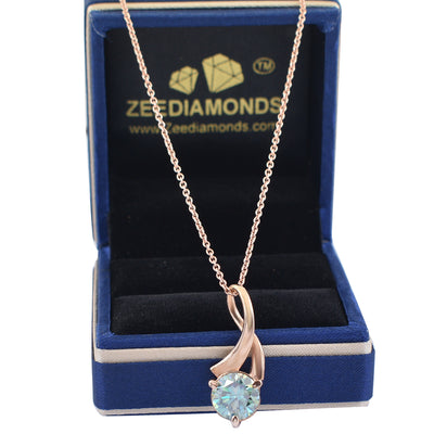 Certified 3 Carat Elegant Blue Diamond Solitaire Pendant in 925 Silver, Beautiful Design & Great Shine ! Gift For Birthday/Wedding! - ZeeDiamonds