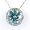 7.00 Ct Certified Blue Diamond Solitaire Pendant With White Sapphire Accents, AAA Quality ! - ZeeDiamonds