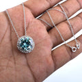 7.00 Ct Certified Blue Diamond Solitaire Pendant With White Sapphire Accents, AAA Quality ! - ZeeDiamonds