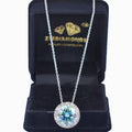 7.00 Ct Certified Blue Diamond Solitaire Pendant With White Sapphire Accents, AAA Quality ! - ZeeDiamonds