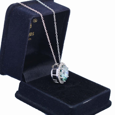 7.00 Ct Certified Blue Diamond Solitaire Pendant With White Sapphire Accents, AAA Quality ! - ZeeDiamonds