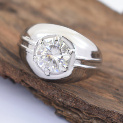 4 Ct Stunning Off White Diamond Men's Ring in 925 Silver with White Finish ! Ideal For Birthday Gift, Anniversary Gift Certified Diamond! - ZeeDiamonds