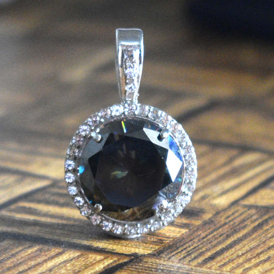 8.00 Ct Certified Blue Diamond Solitaire Pendant With White Topaz Accents, AAA Quality ! - ZeeDiamonds