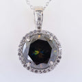 8.00 Ct Certified Blue Diamond Solitaire Pendant With White Topaz Accents, AAA Quality ! - ZeeDiamonds