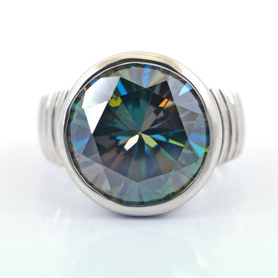 HUGE & RARE 13 Carat Stunning Blue Diamond Heavy Men's Ring in 925 Silver with Bezel Style! Very Latest Collection & Amazing Shine! Certified Diamond, Gift For Wedding/Birthday - ZeeDiamonds