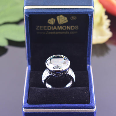 HUGE & RARE 13 Carat Stunning Blue Diamond Heavy Men's Ring in 925 Silver with Bezel Style! Very Latest Collection & Amazing Shine! Certified Diamond, Gift For Wedding/Birthday - ZeeDiamonds