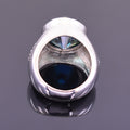 RARE 16.35 Carat Stunning Blue Diamond Heavy Men's Ring in 925 Silver with Bezel Style! Very Latest Collection & Amazing Shine & Bling ! - ZeeDiamonds