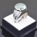 RARE 16.35 Carat Stunning Blue Diamond Heavy Men's Ring in 925 Silver with Bezel Style! Very Latest Collection & Amazing Shine & Bling ! - ZeeDiamonds