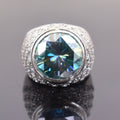 RARE 16.00 Carat Stunning Blue Diamond Heavy Men's Ring in 925 Silver with Bezel Style! Very Latest Collection & Amazing Shine & Bling ! - ZeeDiamonds