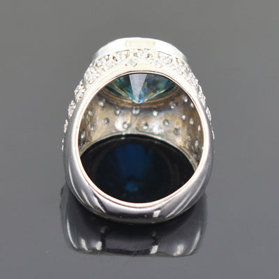 RARE 16.00 Carat Stunning Blue Diamond Heavy Men's Ring in 925 Silver with Bezel Style! Very Latest Collection & Amazing Shine & Bling ! - ZeeDiamonds