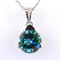 Certified Blue Diamond Solitaire Pendant With White Gold Finish, 4 Ct, AAA Quality ! - ZeeDiamonds