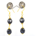 AAA Certified 7 mm Black Diamond Dangler Earrings in Yellow Finish with Great Silver Finding, Ethnic Collection & Great Style - ZeeDiamonds