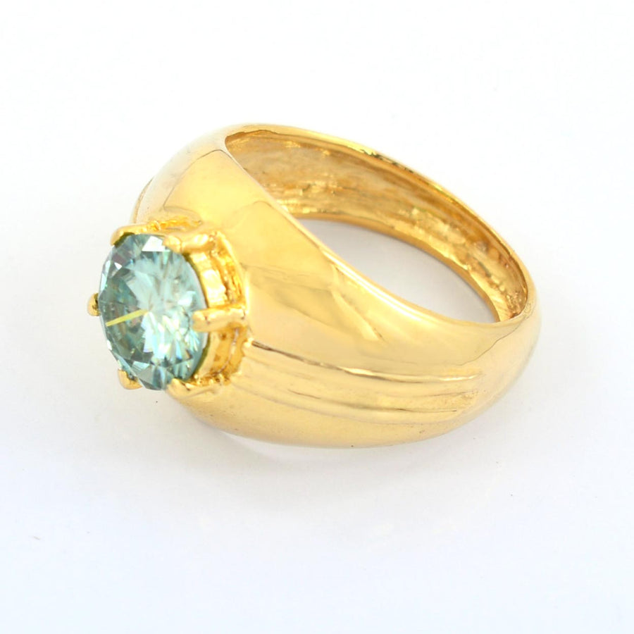 Blue Diamond Solitaire Men's Wedding Ring in 925 Silver with Yellow Finish, Great Design & Shine! 3 Carat Certified Diamond, Gift For Wedding/Birthday - ZeeDiamonds