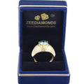 Blue Diamond Solitaire Men's Wedding Ring in 925 Silver with Yellow Finish, Great Design & Shine! 3 Carat Certified Diamond, Gift For Wedding/Birthday - ZeeDiamonds