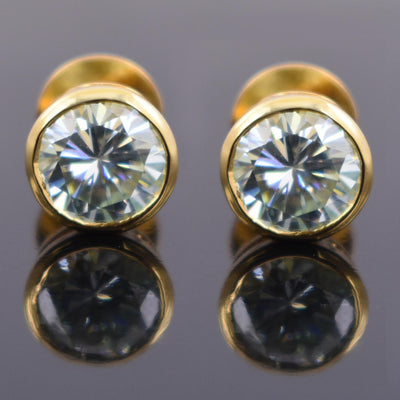 4 Carat Stunning Off White Diamond Solitaire Stud Earrings in 925 Silver with Yellow Finish! Great Sparkle and Excellent Cut! Certified Diamonds, Gift For Birthday/Anniversary - ZeeDiamonds