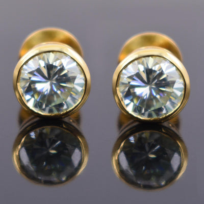 4 Ct Elegant Off White Diamond Stud Earrings With Bezel Setting in 925 Silver! Great Shine & Beautiful Collection! Gift For Birthday/Anniversary! - ZeeDiamonds